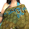 Green Blue Georgette Saree With Resham Embroidery
